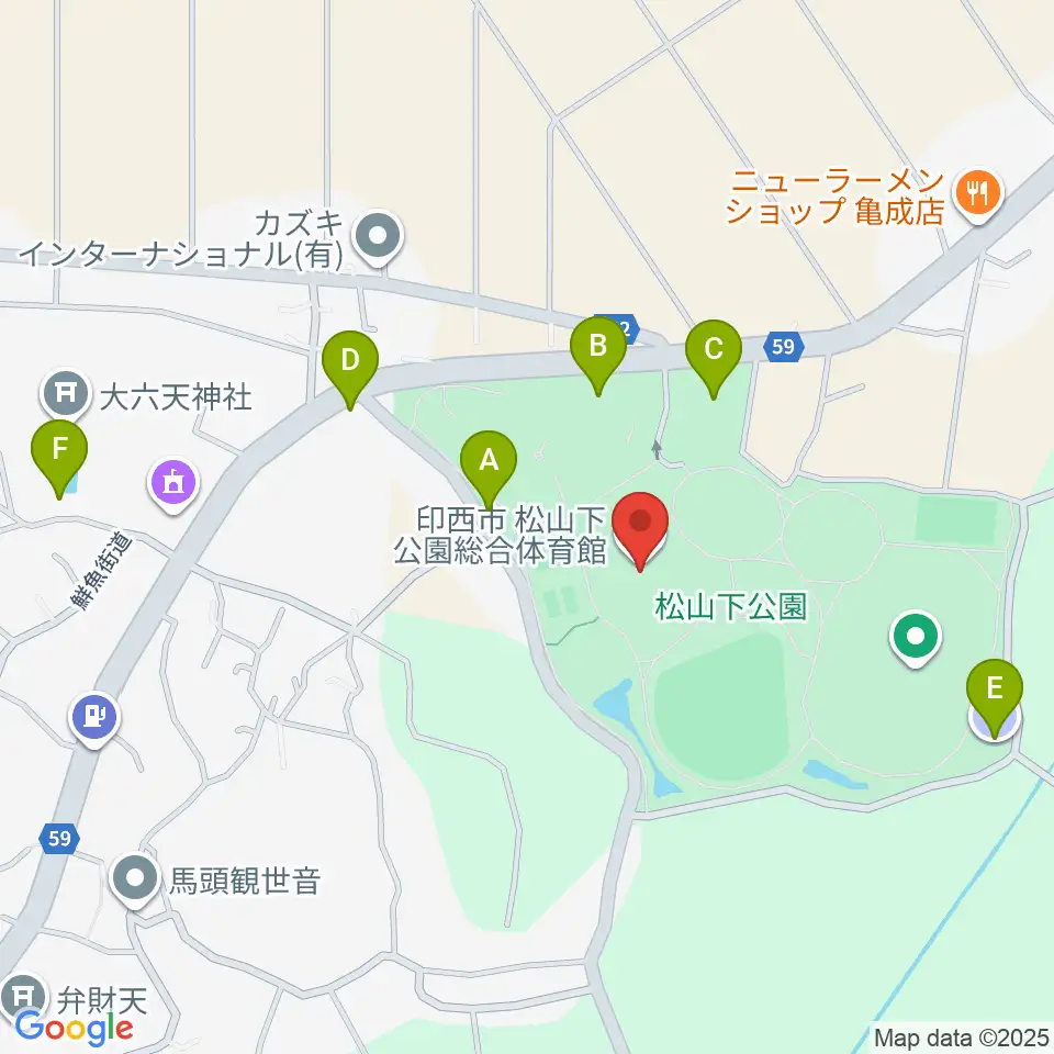松山下公園総合体育館周辺の駐車場・コインパーキング一覧地図