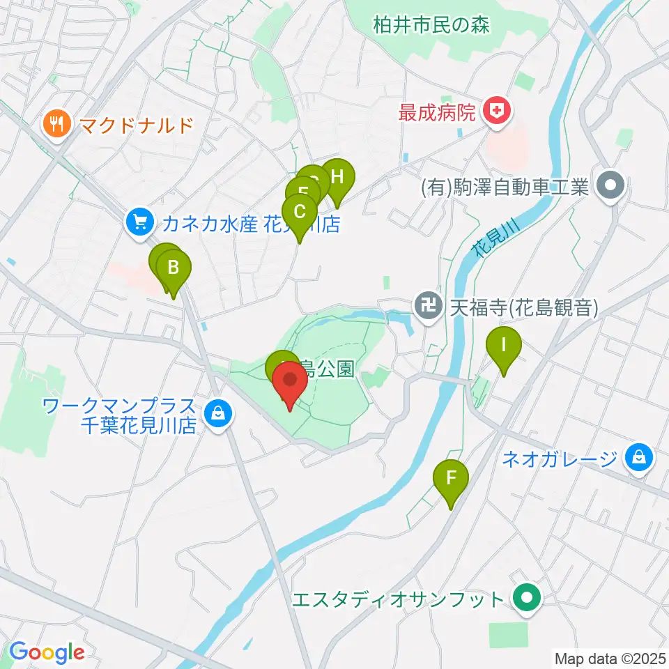 花島公園スポーツ施設周辺の駐車場・コインパーキング一覧地図