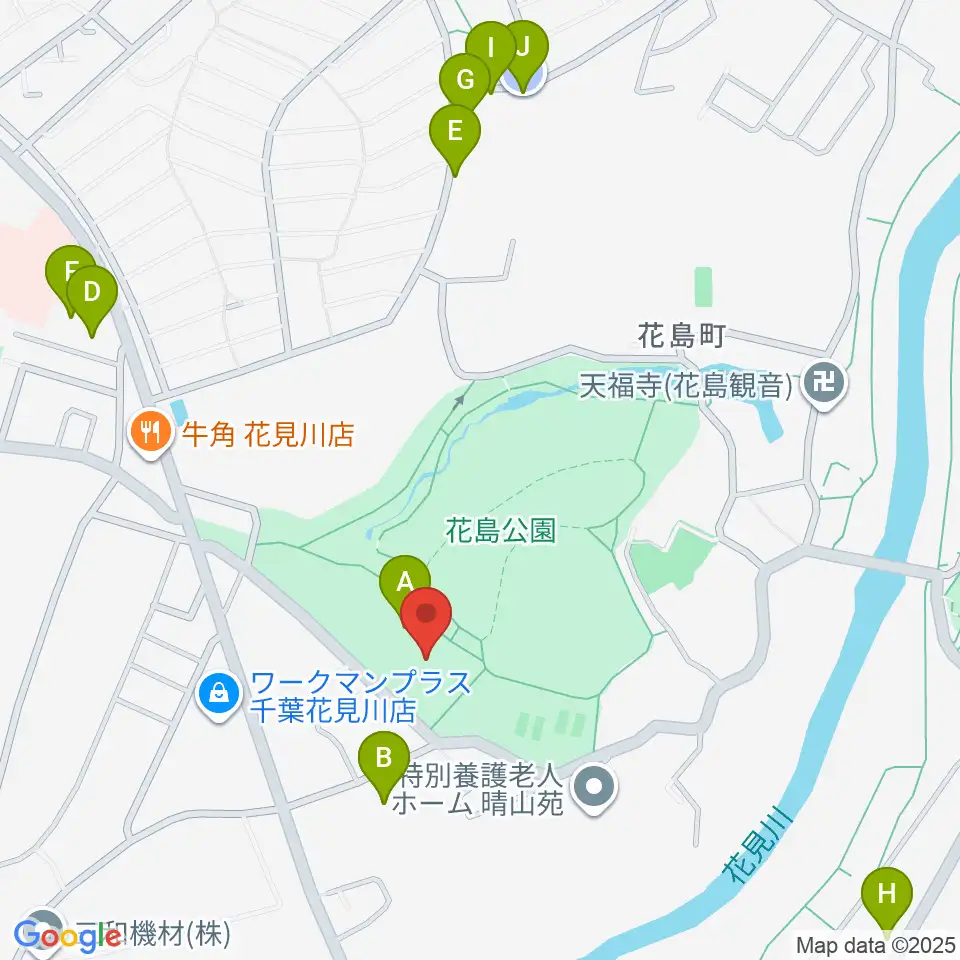 花島公園スポーツ施設周辺の駐車場・コインパーキング一覧地図