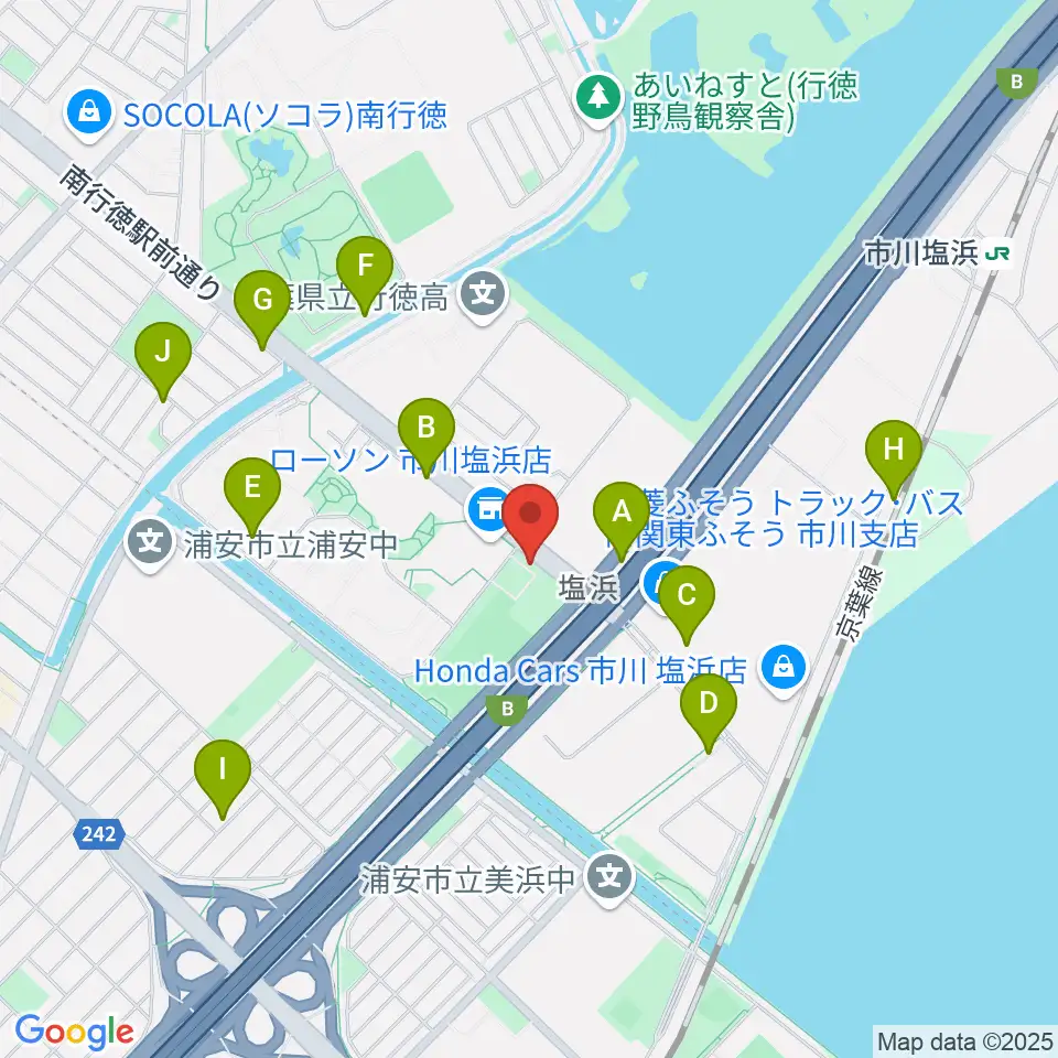 市川市塩浜市民体育館周辺の駐車場・コインパーキング一覧地図