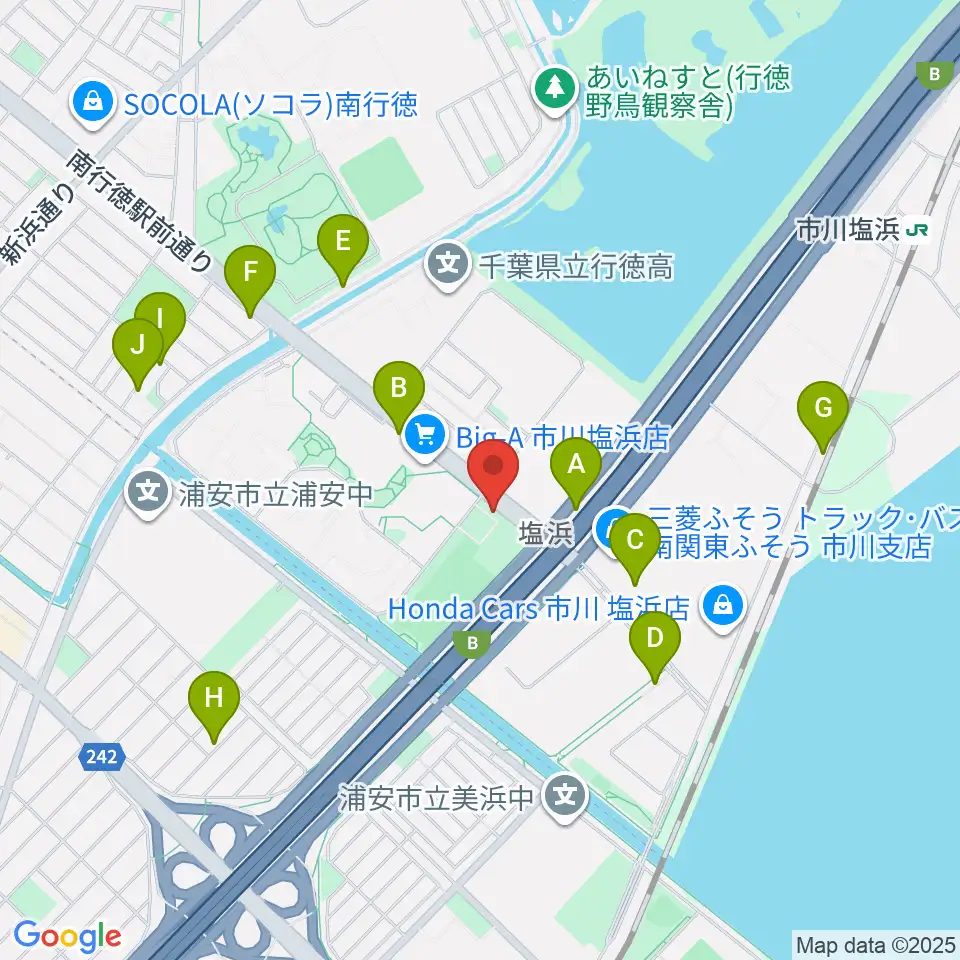 市川市塩浜市民体育館周辺の駐車場・コインパーキング一覧地図