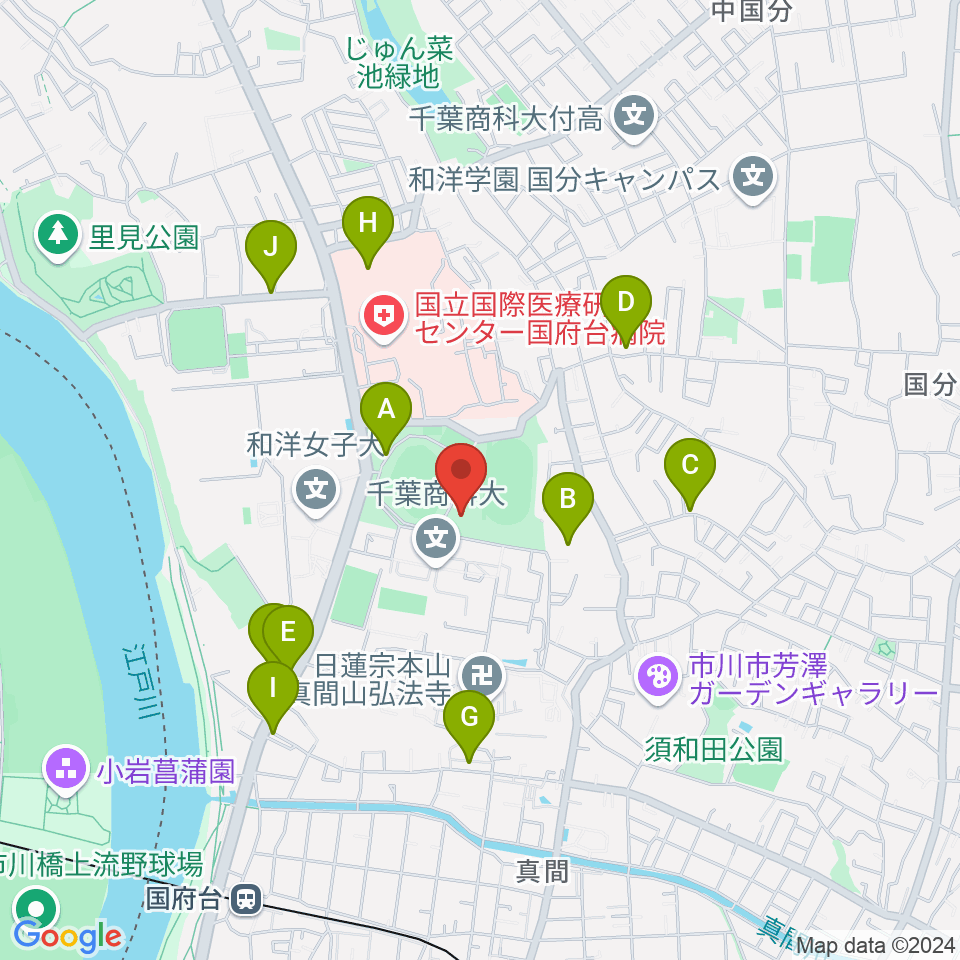 国府台市民体育館周辺の駐車場・コインパーキング一覧地図