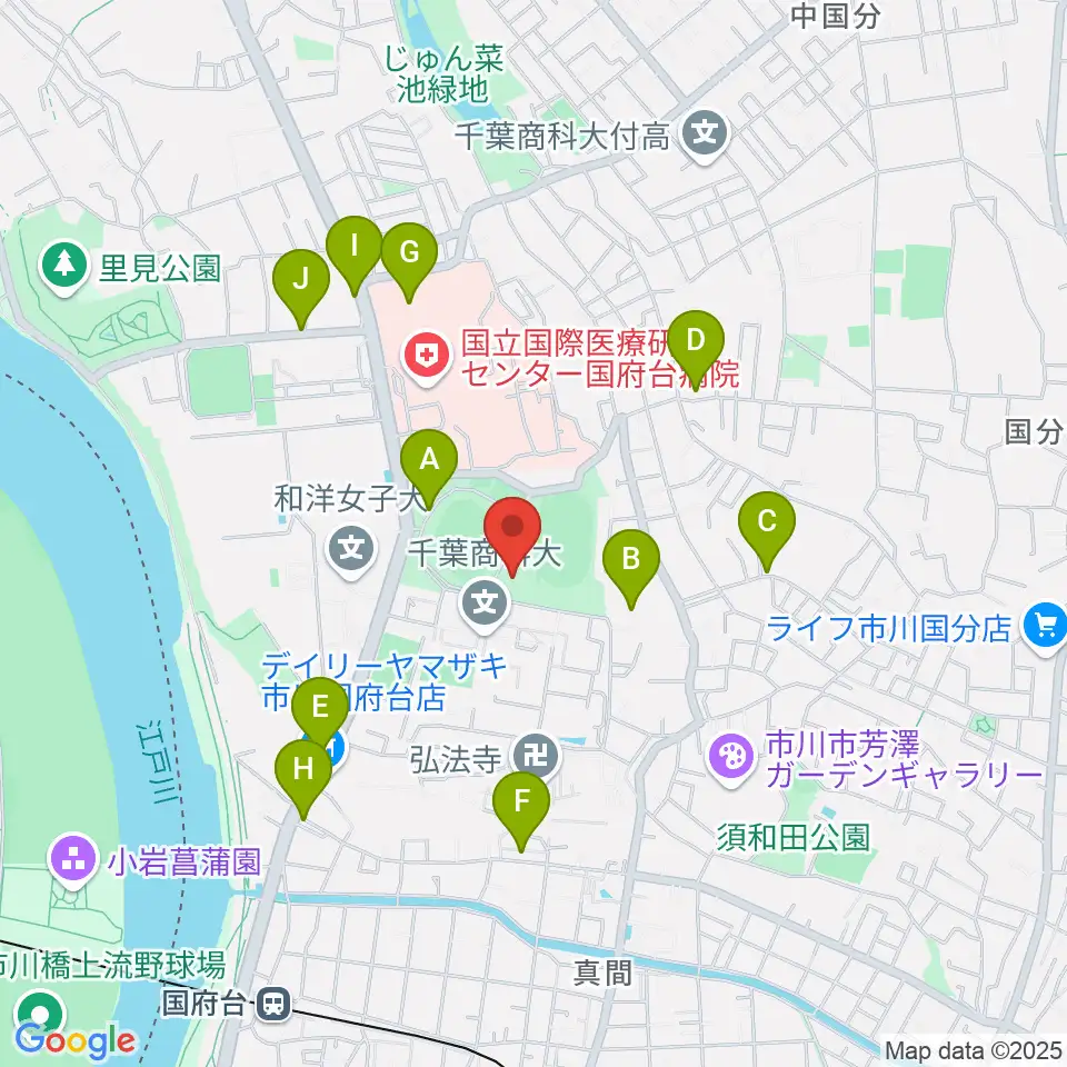 国府台市民体育館周辺の駐車場・コインパーキング一覧地図