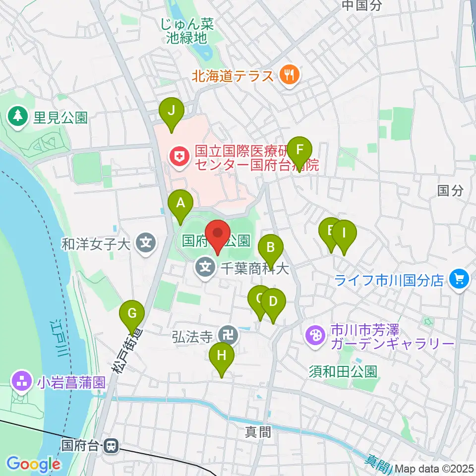 国府台市民体育館周辺の駐車場・コインパーキング一覧地図