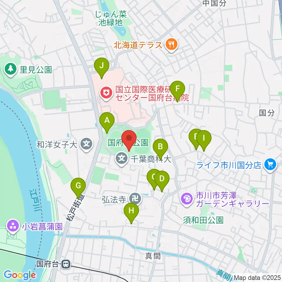 国府台市民体育館周辺の駐車場・コインパーキング一覧地図