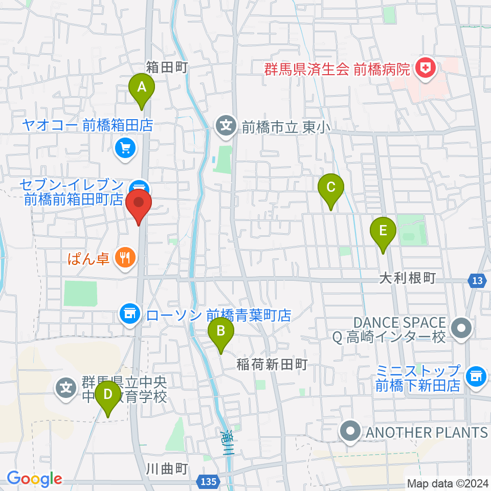 前橋アキュラシー周辺の駐車場・コインパーキング一覧地図