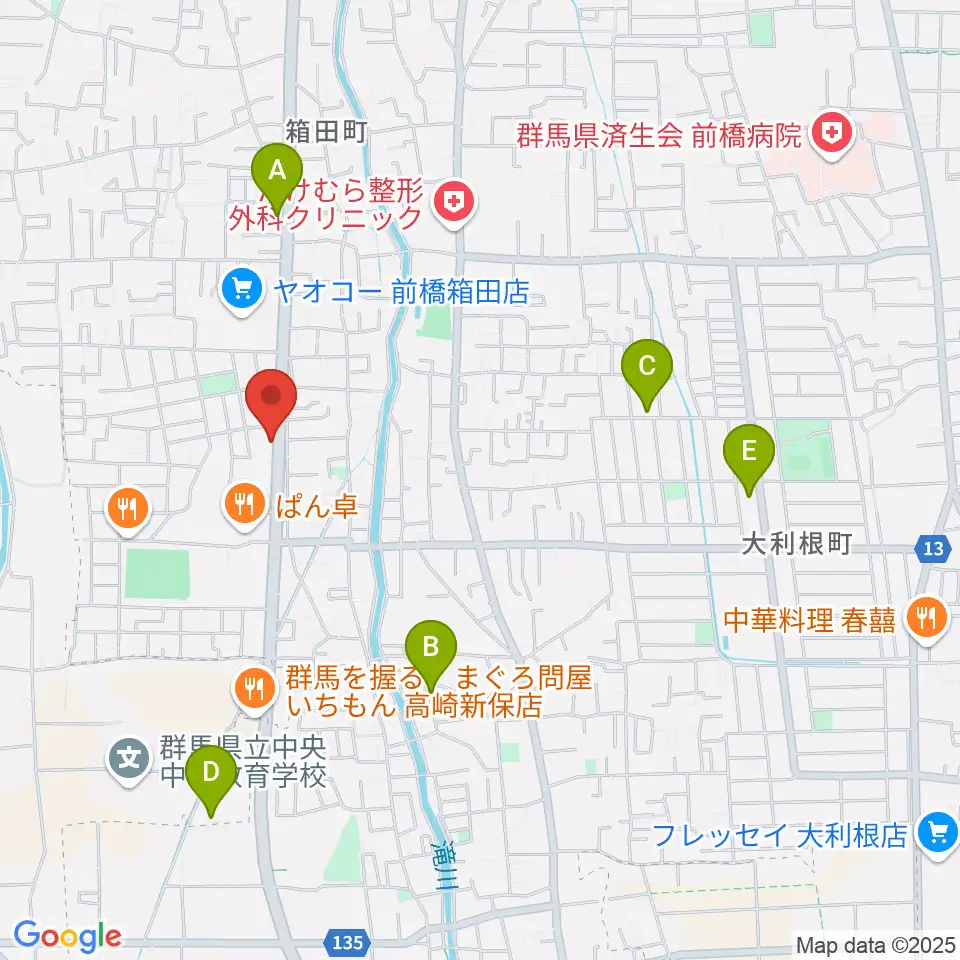 前橋アキュラシー周辺の駐車場・コインパーキング一覧地図