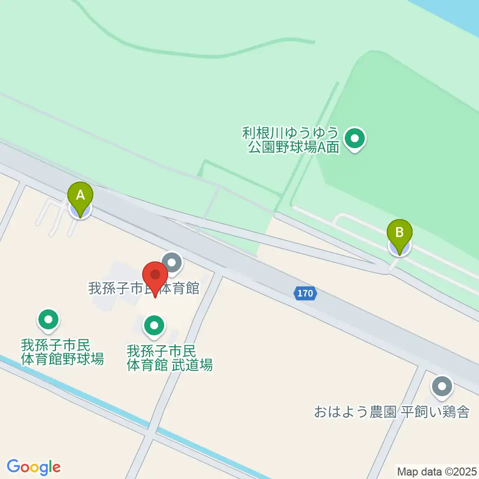 我孫子市民体育館周辺の駐車場・コインパーキング一覧地図
