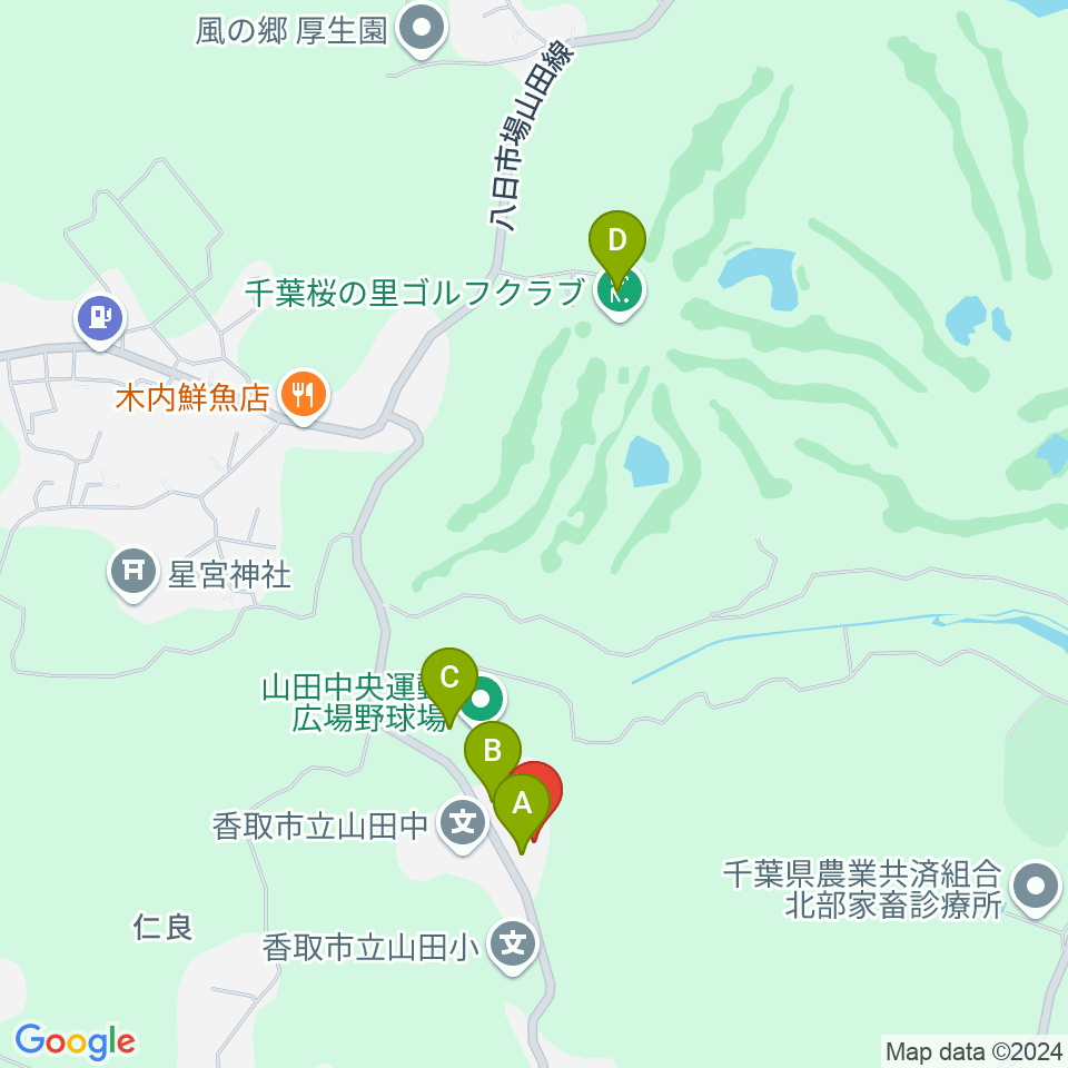 香取市山田B&G海洋センター周辺の駐車場・コインパーキング一覧地図