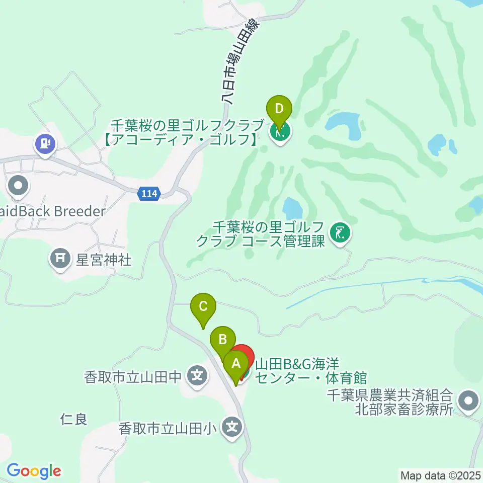 香取市山田B&G海洋センター周辺の駐車場・コインパーキング一覧地図