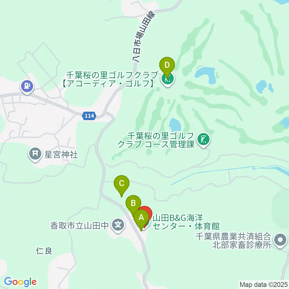 香取市山田B&G海洋センター周辺の駐車場・コインパーキング一覧地図