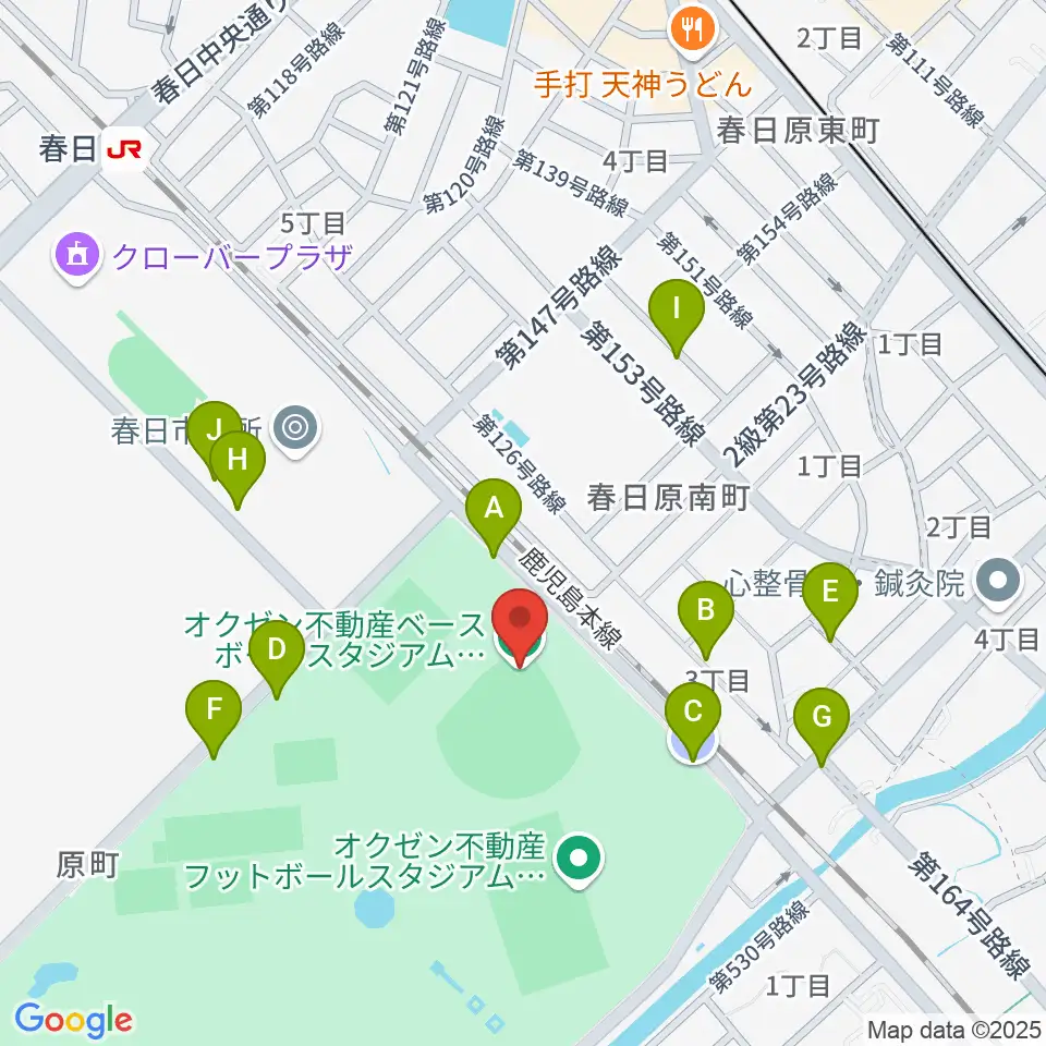 オクゼン不動産ベースボールスタジアム周辺の駐車場・コインパーキング一覧地図