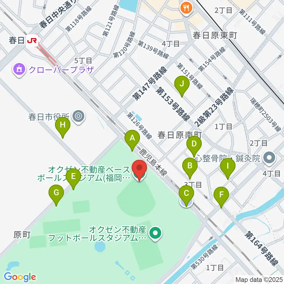 オクゼン不動産ベースボールスタジアム周辺の駐車場・コインパーキング一覧地図