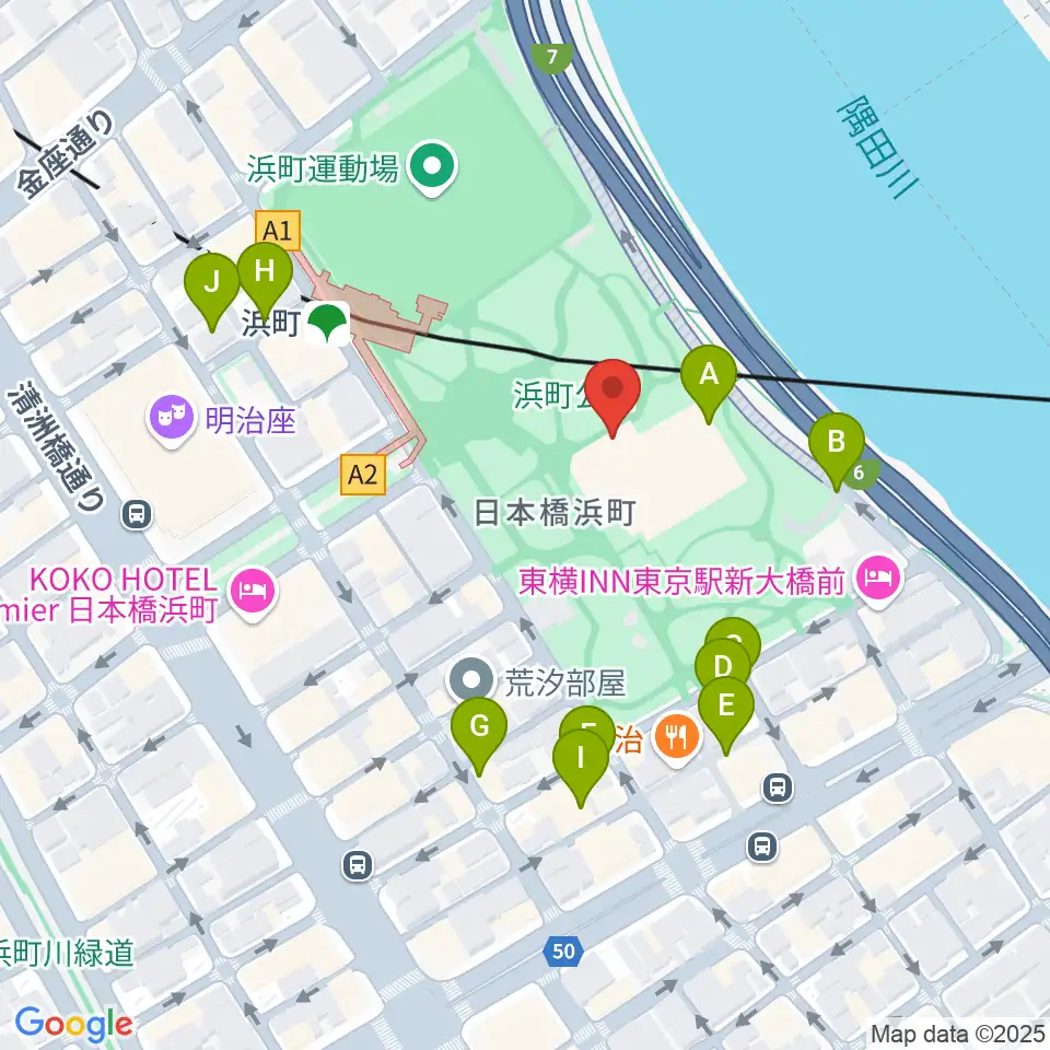 中央区立総合スポーツセンター周辺の駐車場・コインパーキング一覧地図