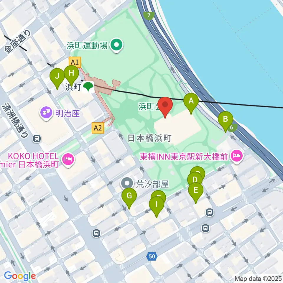 中央区立総合スポーツセンター周辺の駐車場・コインパーキング一覧地図