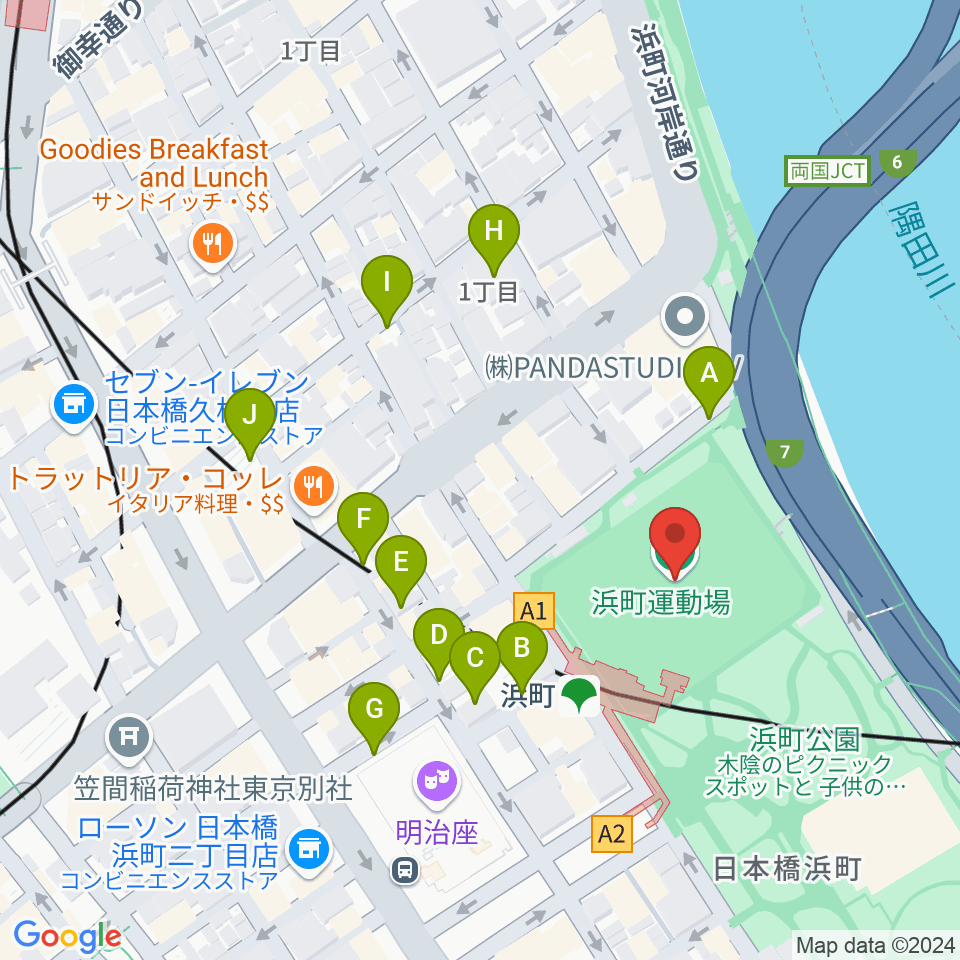 浜町運動場周辺の駐車場・コインパーキング一覧地図