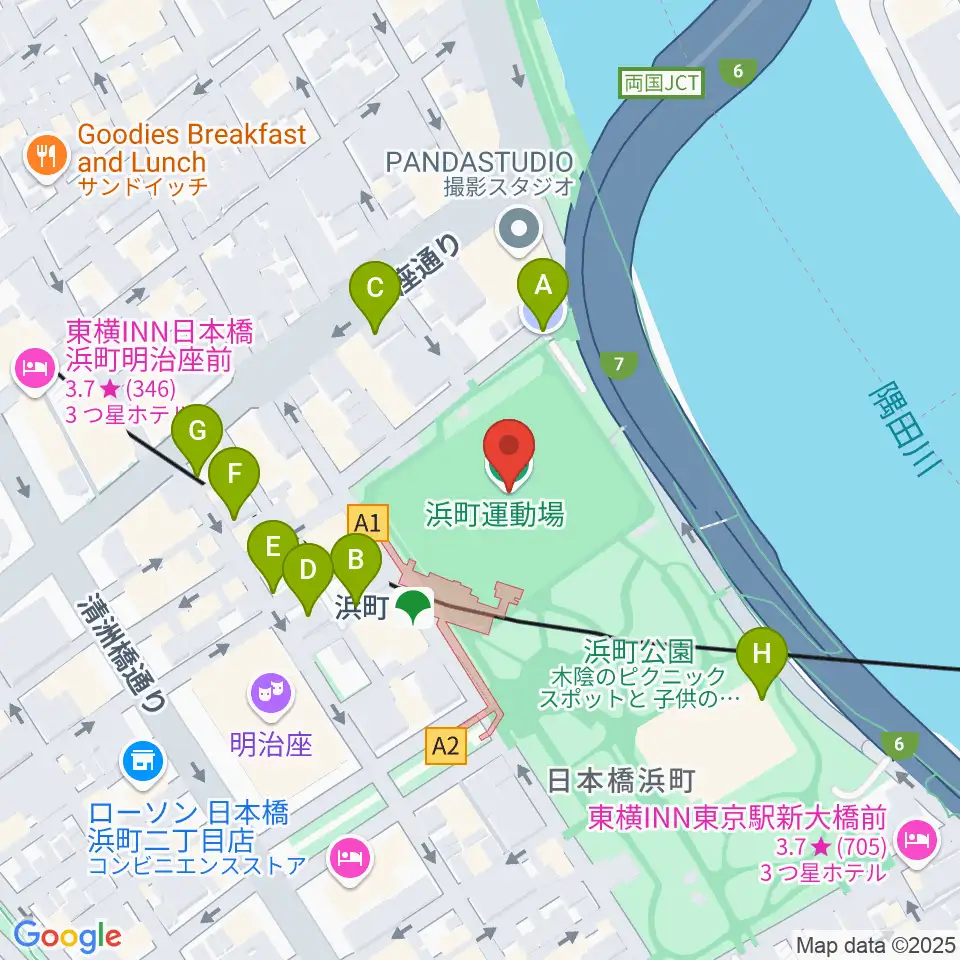 浜町運動場周辺の駐車場・コインパーキング一覧地図
