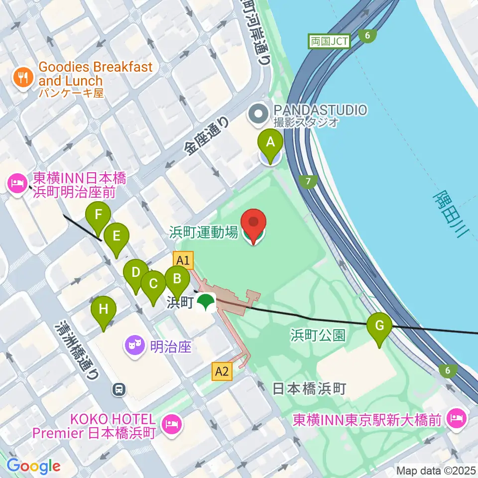 浜町運動場周辺の駐車場・コインパーキング一覧地図