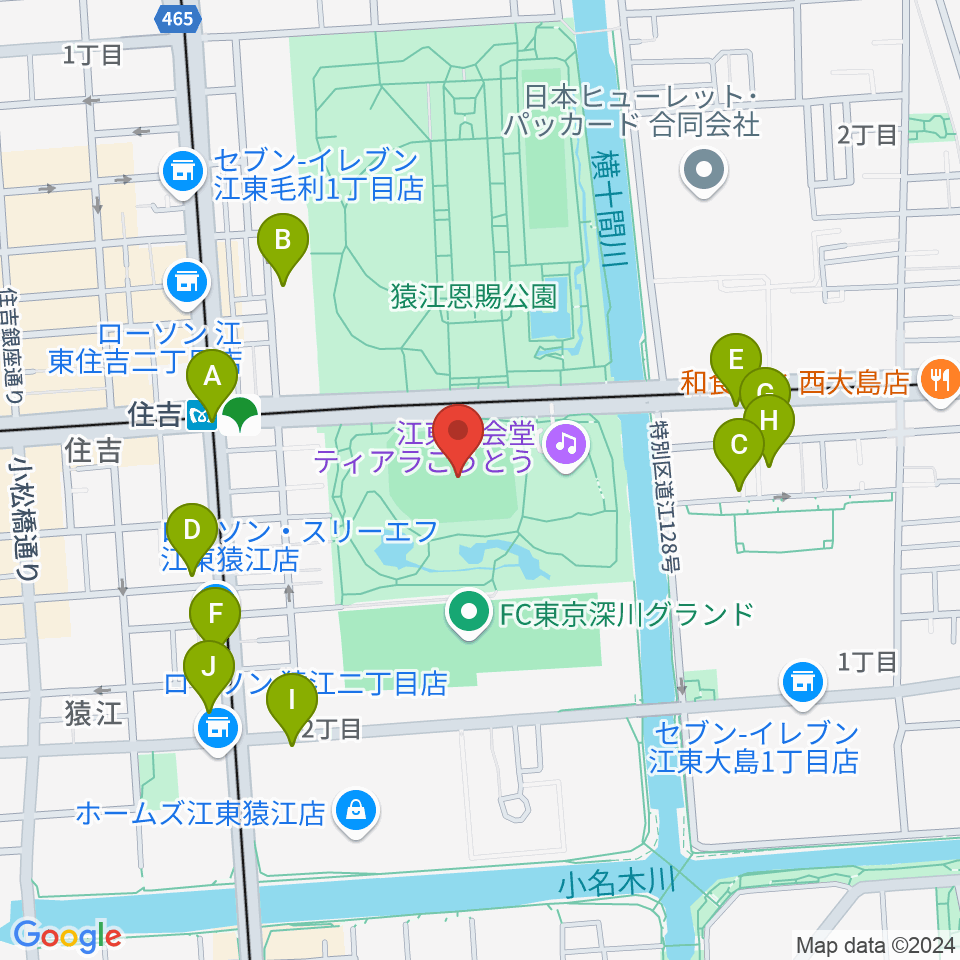 猿江恩賜公園野球場周辺の駐車場・コインパーキング一覧地図