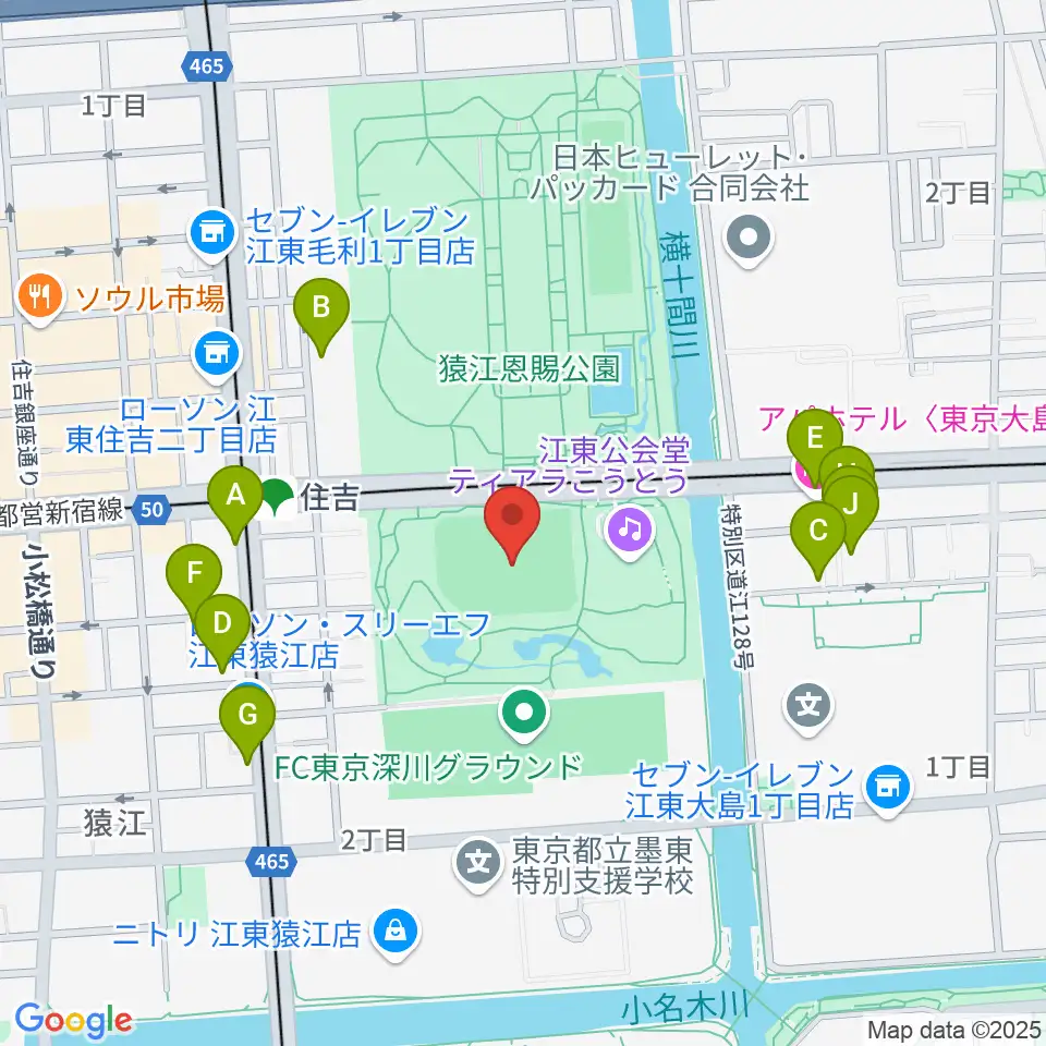猿江恩賜公園野球場周辺の駐車場・コインパーキング一覧地図