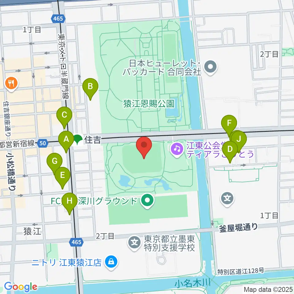 猿江恩賜公園野球場周辺の駐車場・コインパーキング一覧地図