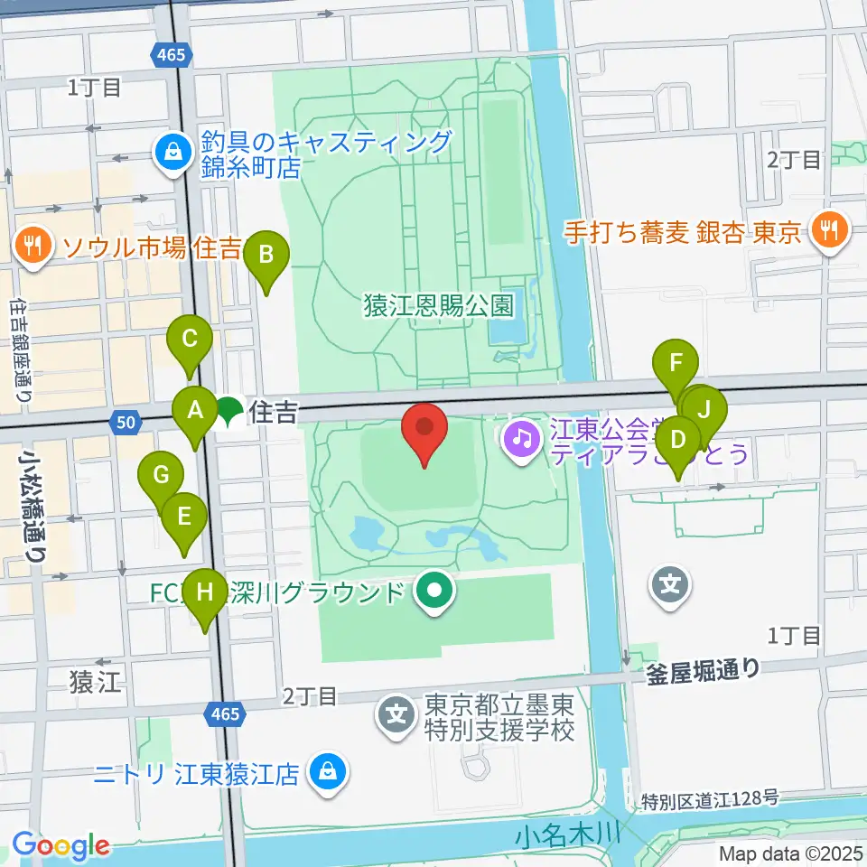 猿江恩賜公園野球場周辺の駐車場・コインパーキング一覧地図