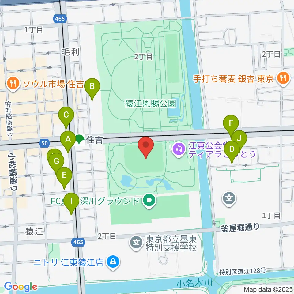 猿江恩賜公園野球場周辺の駐車場・コインパーキング一覧地図