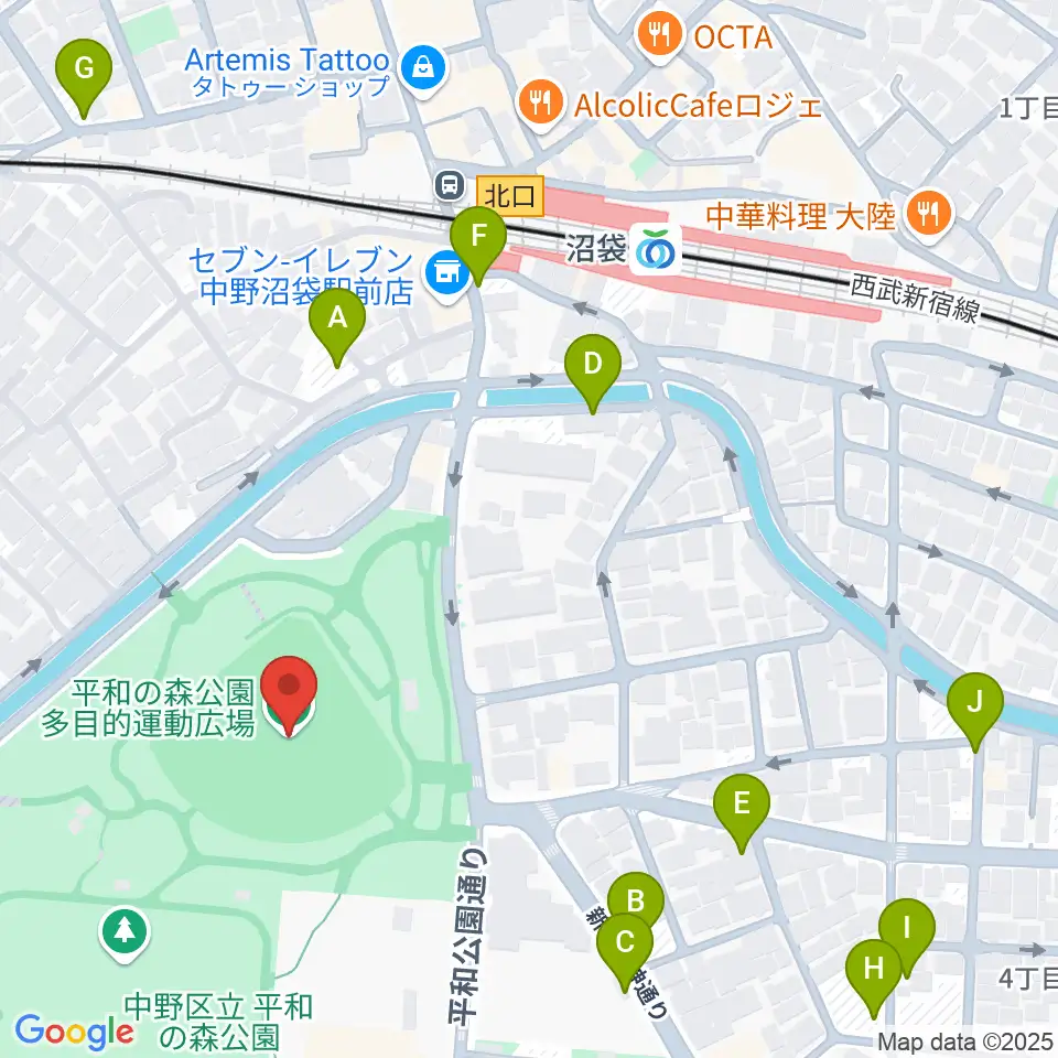 平和の森公園多目的運動広場周辺の駐車場・コインパーキング一覧地図