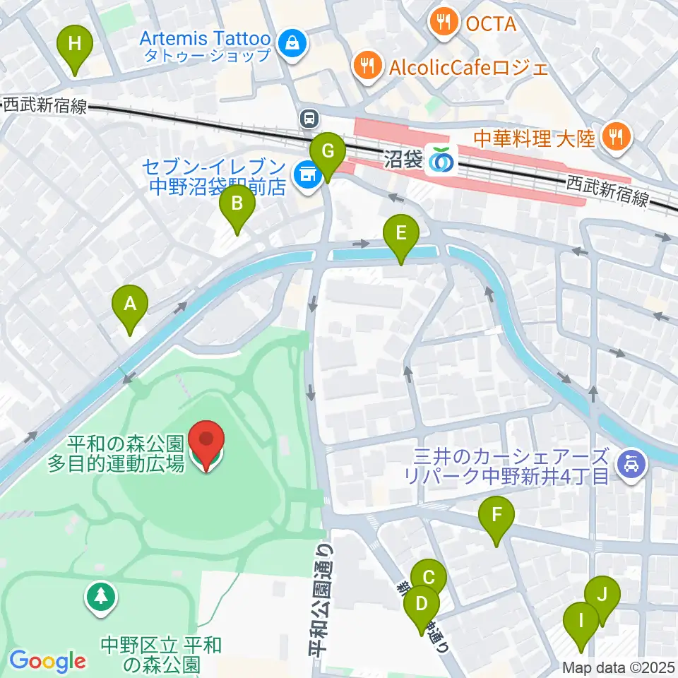 平和の森公園多目的運動広場周辺の駐車場・コインパーキング一覧地図