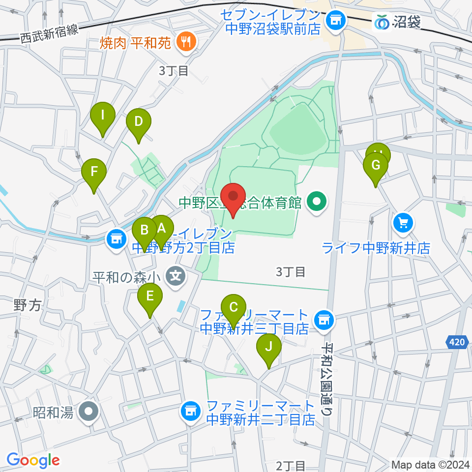 平和の森公園草地広場周辺の駐車場・コインパーキング一覧地図