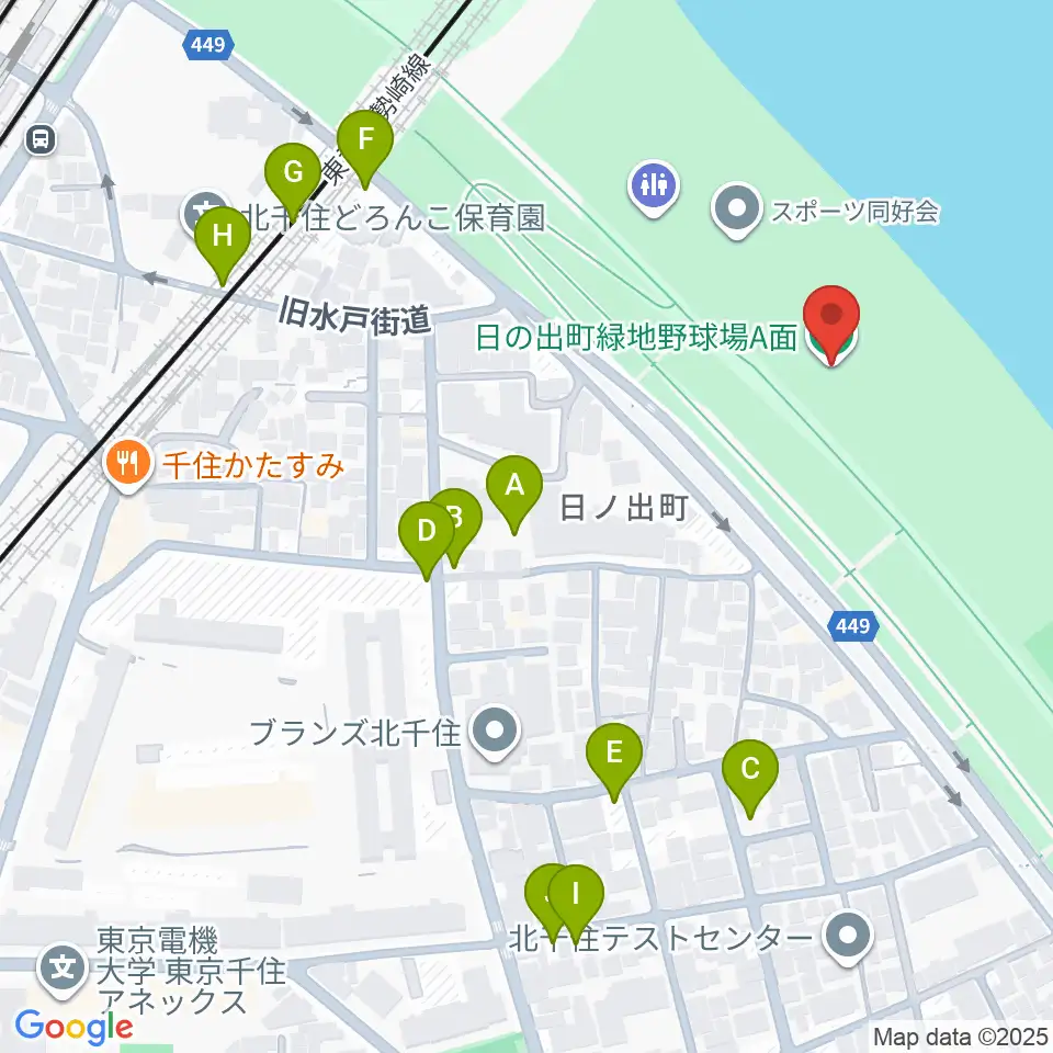 日の出町緑地野球場周辺の駐車場・コインパーキング一覧地図