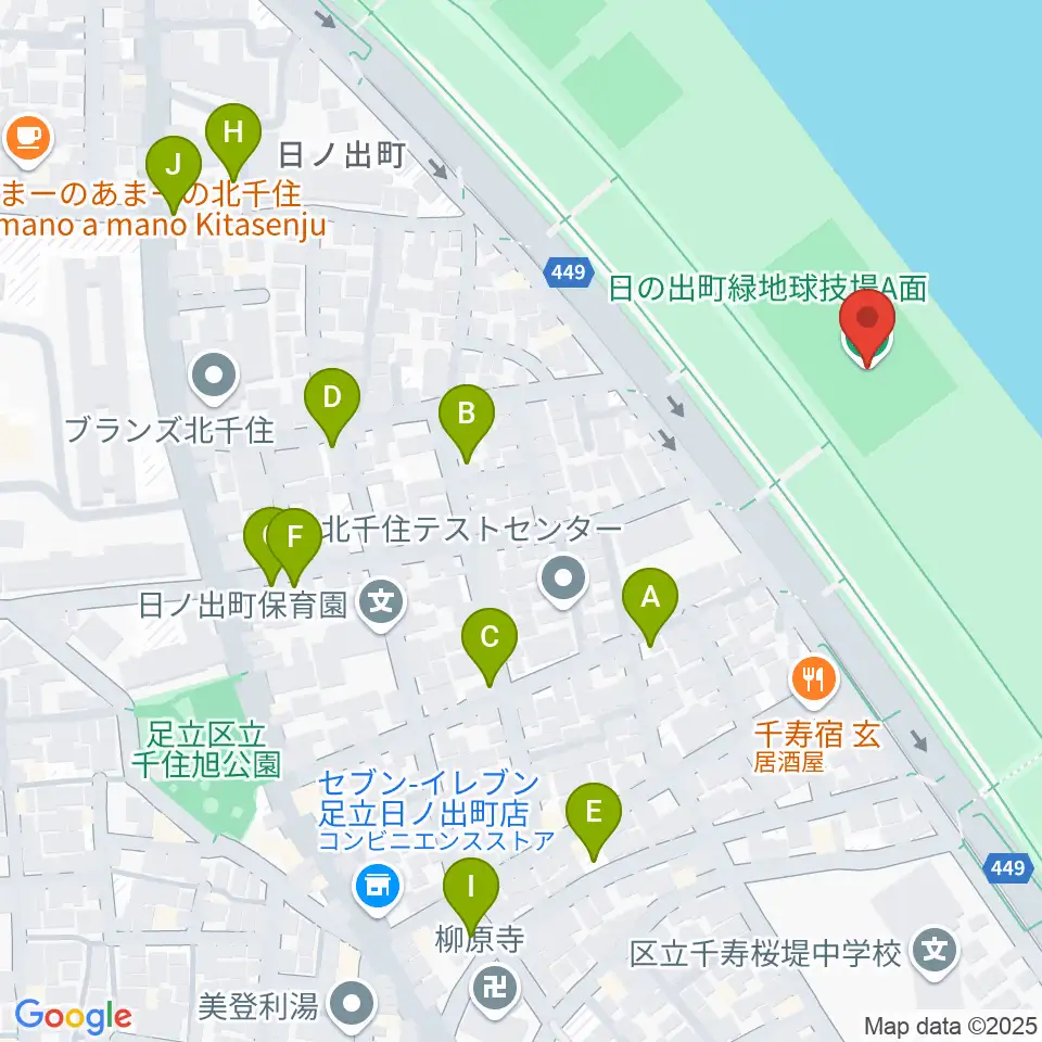 日の出町緑地球技場周辺の駐車場・コインパーキング一覧地図