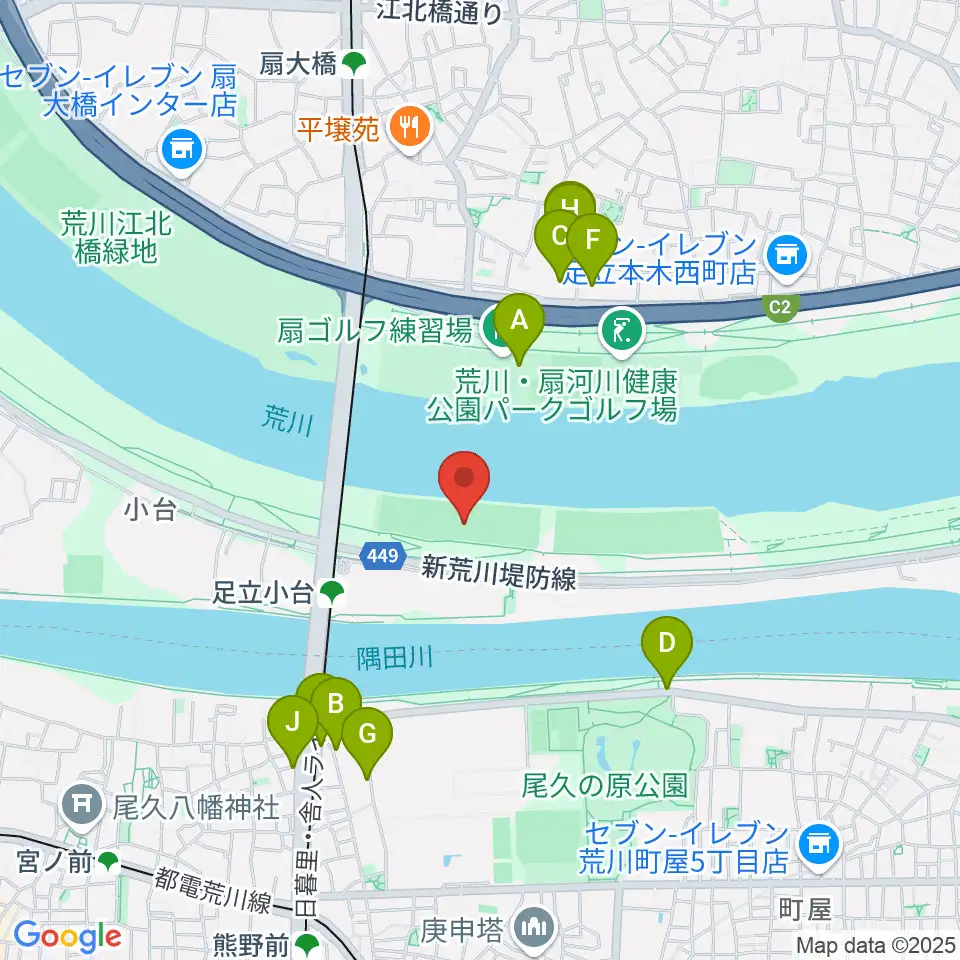 荒川区少年運動場野球場周辺の駐車場・コインパーキング一覧地図