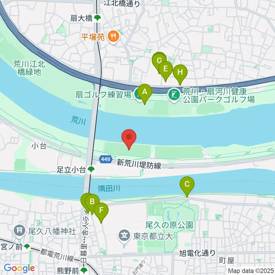 荒川区少年運動場野球場周辺の駐車場・コインパーキング一覧地図