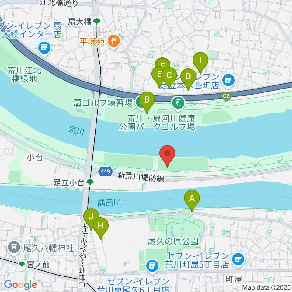 荒川区少年運動場サッカー場周辺の駐車場・コインパーキング一覧地図