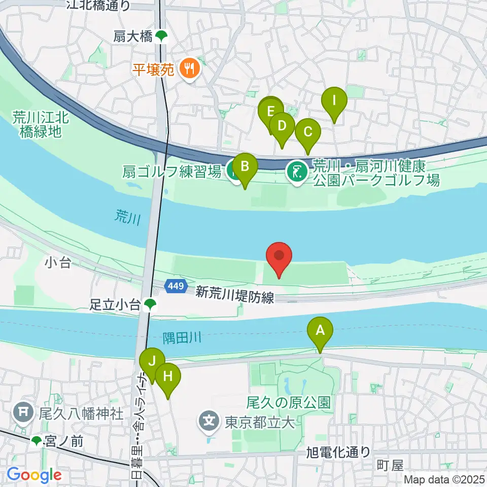 荒川区少年運動場サッカー場周辺の駐車場・コインパーキング一覧地図