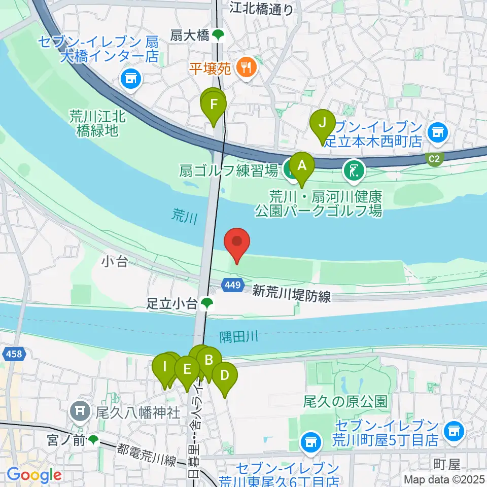 荒川区少年運動場多目的広場周辺の駐車場・コインパーキング一覧地図
