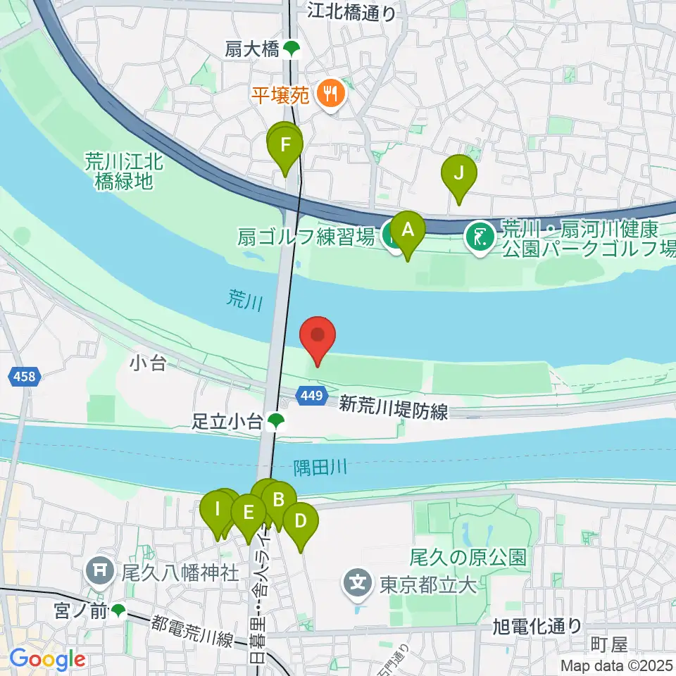 荒川区少年運動場多目的広場周辺の駐車場・コインパーキング一覧地図