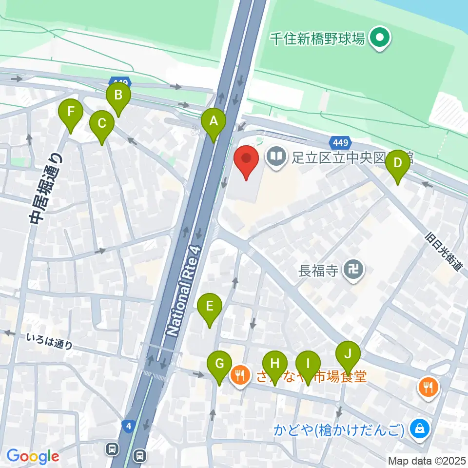 足立区生涯学習センター周辺の駐車場・コインパーキング一覧地図