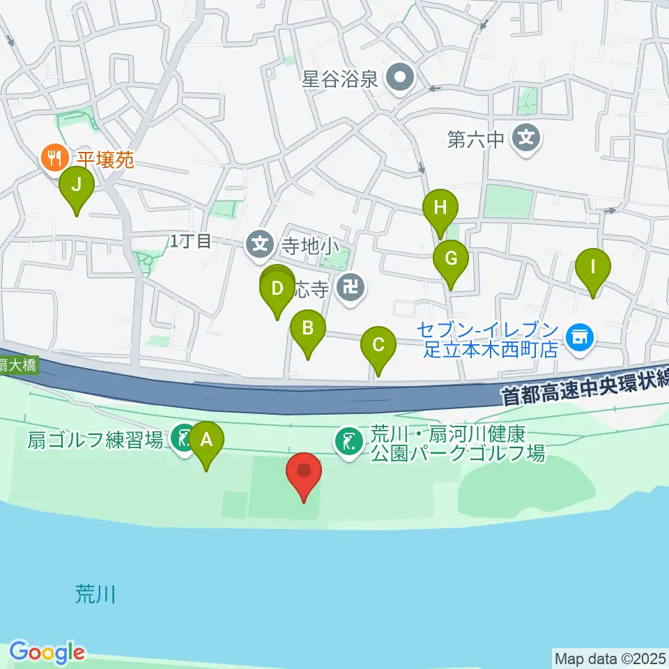荒川・扇河川健康公園軟式野球場周辺の駐車場・コインパーキング一覧地図