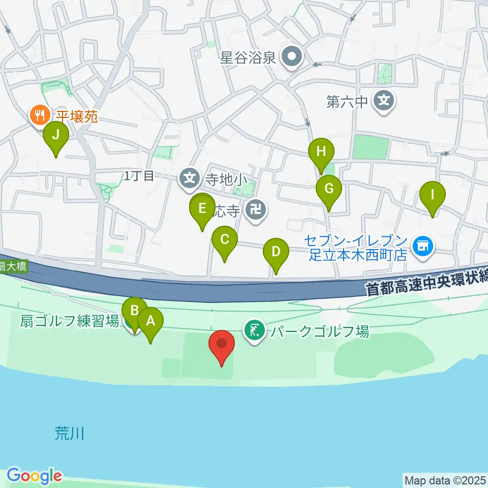 荒川・扇河川健康公園軟式野球場周辺の駐車場・コインパーキング一覧地図