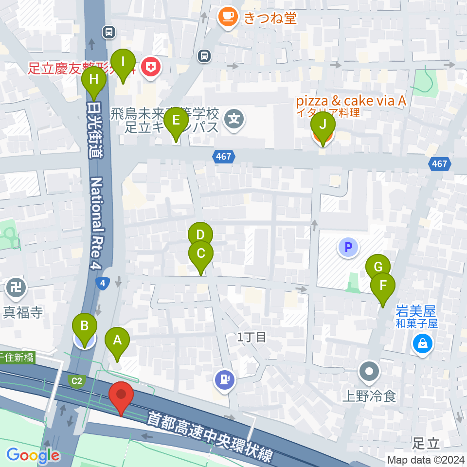 高砂野球場周辺の駐車場・コインパーキング一覧地図