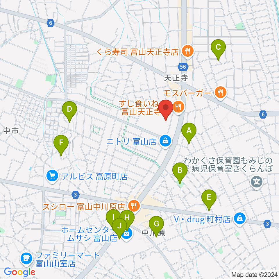 富山市2000年体育館周辺の駐車場・コインパーキング一覧地図