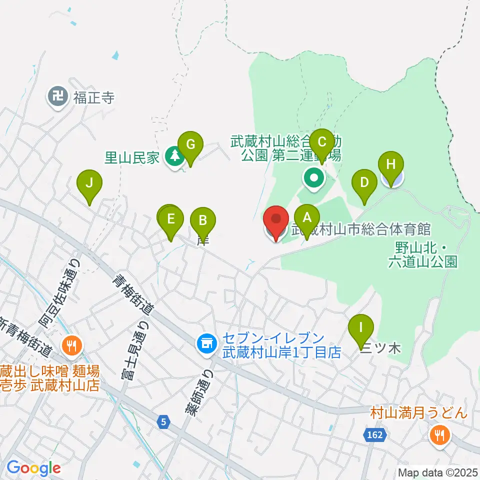 武蔵村山市総合体育館周辺の駐車場・コインパーキング一覧地図