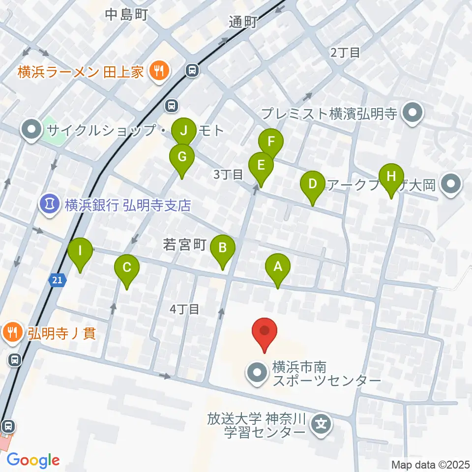 横浜市南スポーツセンター周辺の駐車場・コインパーキング一覧地図