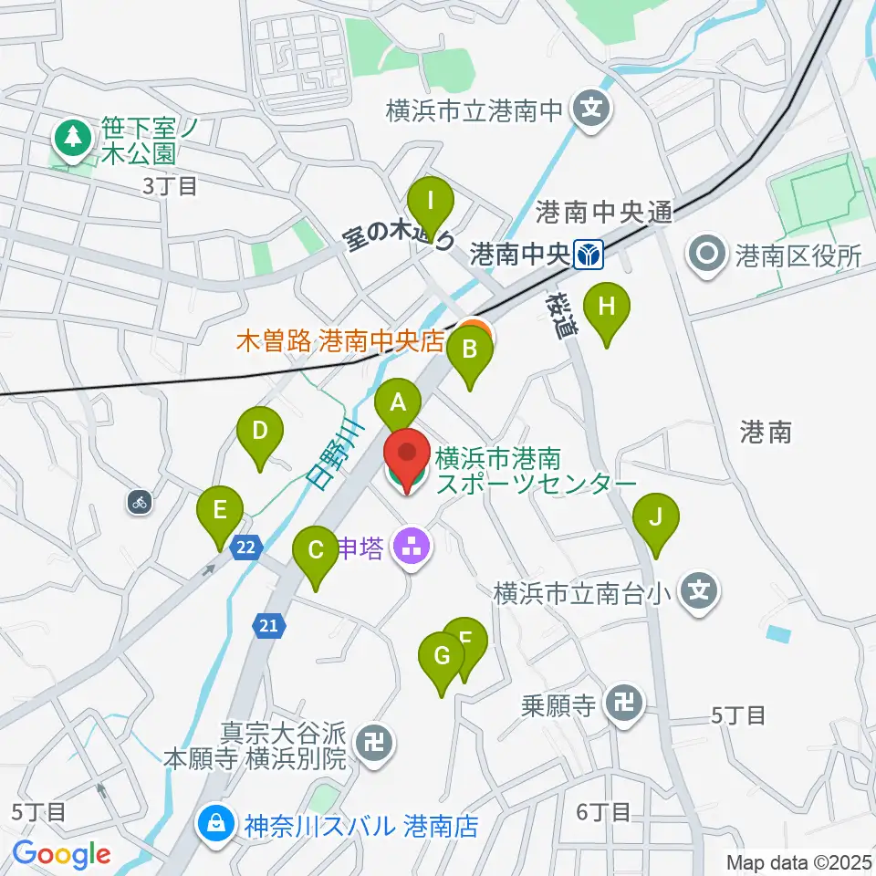 横浜市港南スポーツセンター周辺の駐車場・コインパーキング一覧地図