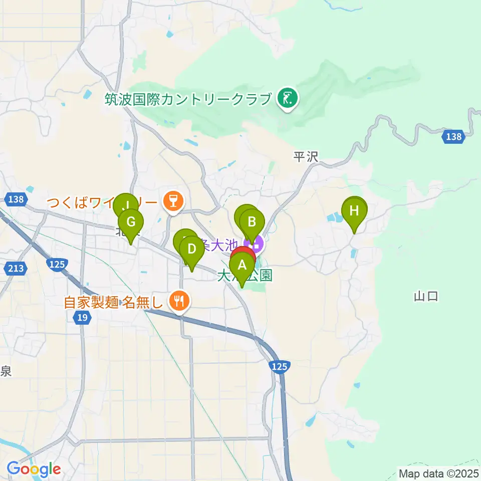 筑波総合体育館周辺の駐車場・コインパーキング一覧地図