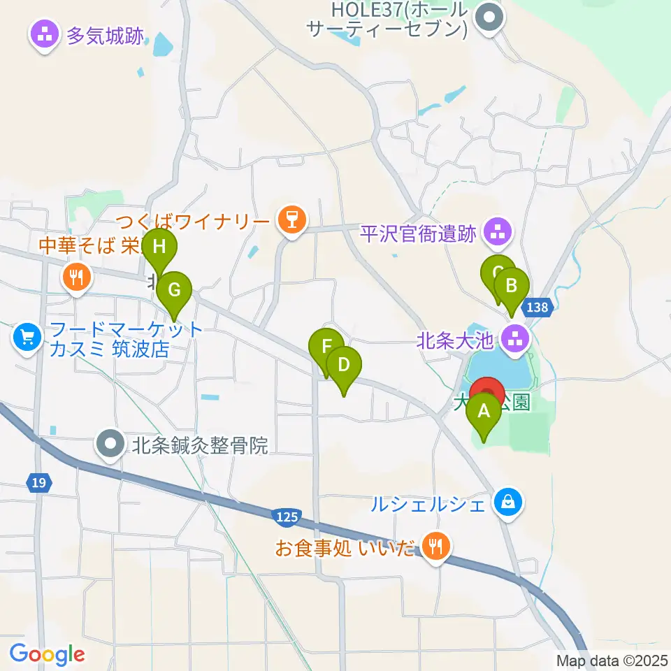 筑波総合体育館周辺の駐車場・コインパーキング一覧地図