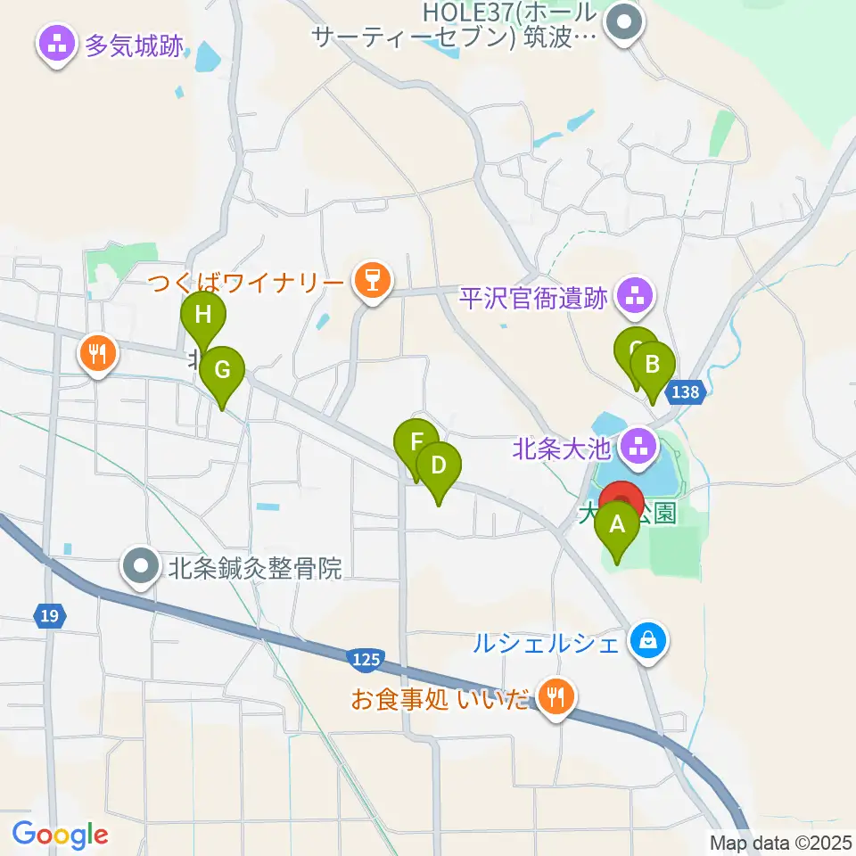 筑波総合体育館周辺の駐車場・コインパーキング一覧地図