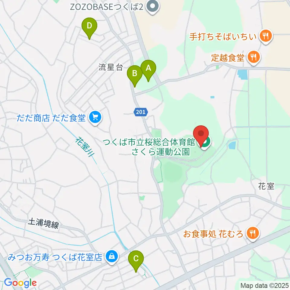 つくば市桜総合体育館周辺の駐車場・コインパーキング一覧地図